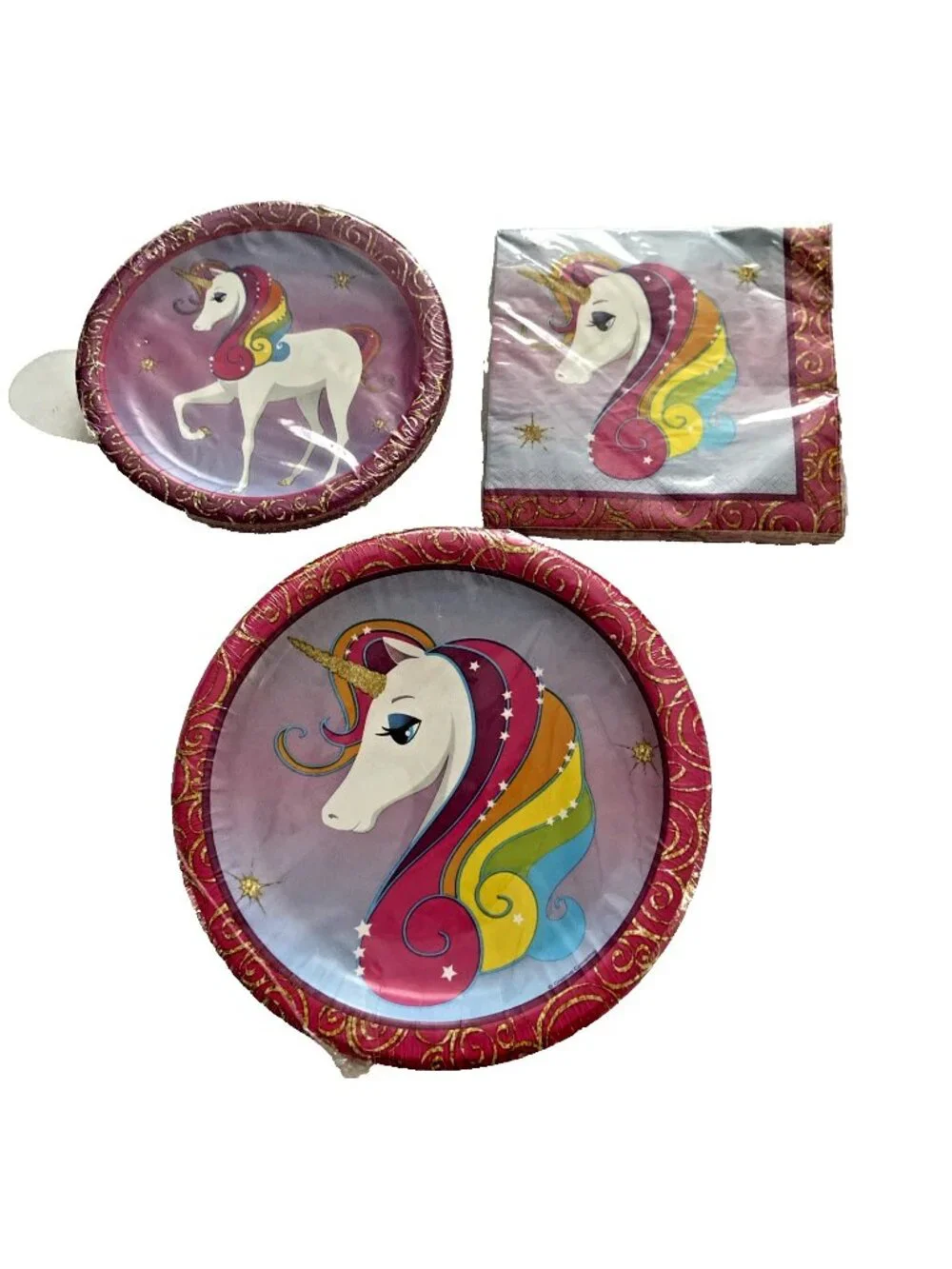 Birthday Party Kit Girls Unicorn PAPER PLATES & NAPKINS - 58 Pc